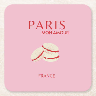 Porta-copo De Papel Quadrado Abstrato retro Pastel Paris cor-de-rosa Pastel Via