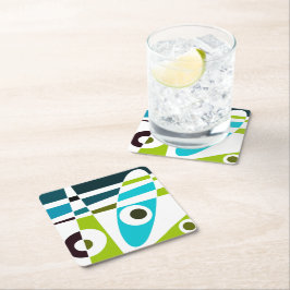 Porta-copo De Papel Quadrado Abstrato Surfing Olive Blue Teer Planner