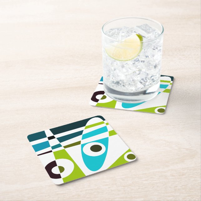 Porta-copo De Papel Quadrado Abstrato Surfing Olive Blue Teer Planner (Insitu)