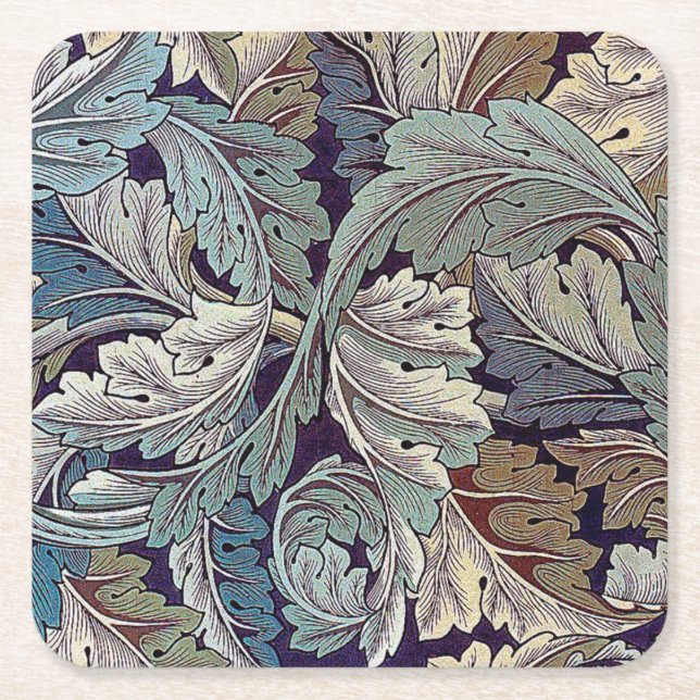 Porta-copo De Papel Quadrado Acanthus, William Morris (Frente)