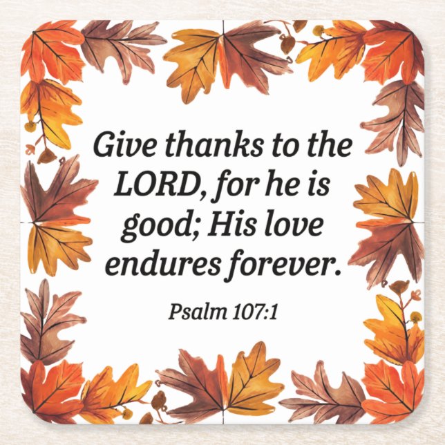 Porta-copo De Papel Quadrado Ação de Graças (Frente)