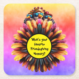 Porta-copo De Papel Quadrado Ação de Graças de Amizade