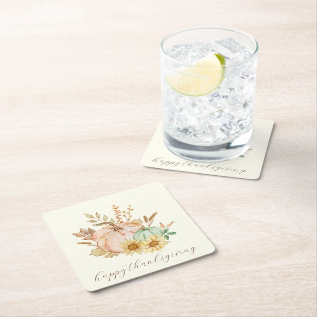 Porta-copo De Papel Quadrado Ação de Graças Personalizável de Colheita de Água (Insitu)