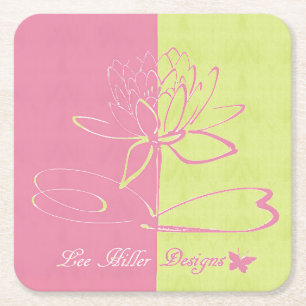 Porta-copo De Papel Quadrado Acentos do logotipo da Lee Hiller Designs Rosa Ver