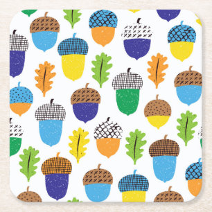 Porta-copo De Papel Quadrado Acorn Autumn: Vintage Leafy Standard.