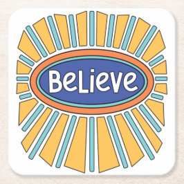 Porta-copo De Papel Quadrado Acredite - Tenha Fé