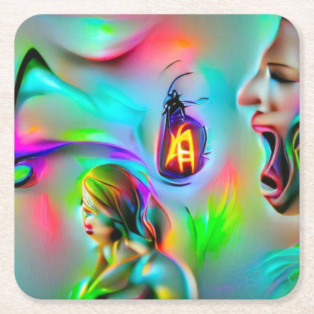 Porta-copo De Papel Quadrado Acusticófobia (Frente)