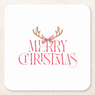 Porta-copo De Papel Quadrado Adesivo de Feliz Natal – Etiqueta de Presente de F