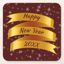 Adicionar Fita Dourada do Feliz ano novo de Texto 