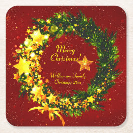 Porta-copo De Papel Quadrado Adicionar nome Ano Natal 20xx Dourado Terra em Ver