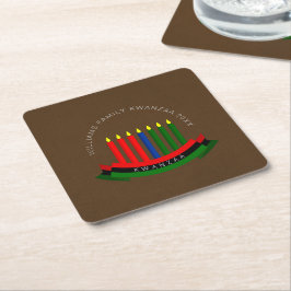 Porta-copo De Papel Quadrado Adicionar Nome Ano Velas Kwanzaa