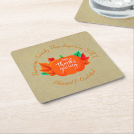 Porta-copo De Papel Quadrado Adicionar Nome da Família Texto Ação de Graças