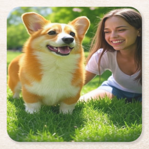 Porta-copo De Papel Quadrado Adicionar Personalização de Foto Pet Personalizar