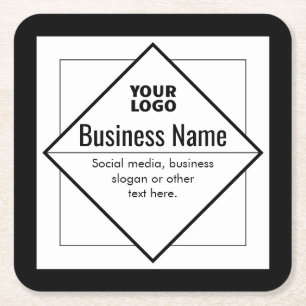 Porta-copo De Papel Quadrado Adicione o seu logotipo Modelo personalizável