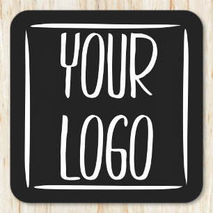 Porta-copo De Papel Quadrado Adicione Seu Próprio Logotipo Fundo Preto (ou al