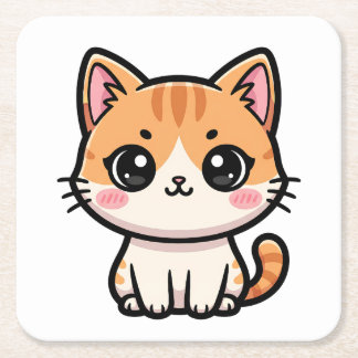Porta-copo De Papel Quadrado Adorable Kawaii Ginger Cat Illustration