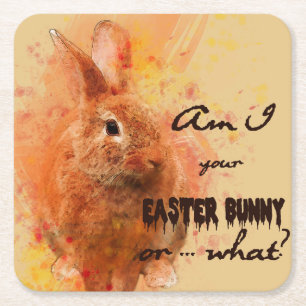 Porta-copo De Papel Quadrado Adorável Coelhinho de Páscoa Watercolor