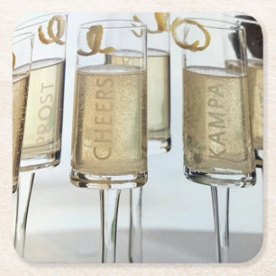 PORTA-COPO DE PAPEL QUADRADO ADORÁVEL *PORTA COPOS DE NATAL CHAMPAGNE*