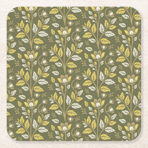Porta-copo De Papel Quadrado Adote a Natureza com Padrões Florais Elegantes