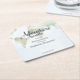 Porta-copo De Papel Quadrado Adventure Awaits World Map Retirement Party 