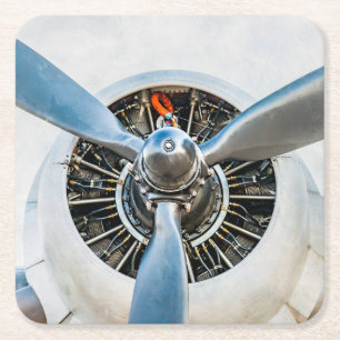Porta-copo De Papel Quadrado Aeronave Douglas DC-3. Hélice