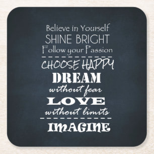 Porta-copo De Papel Quadrado Afirmações de Cotação Motivacional