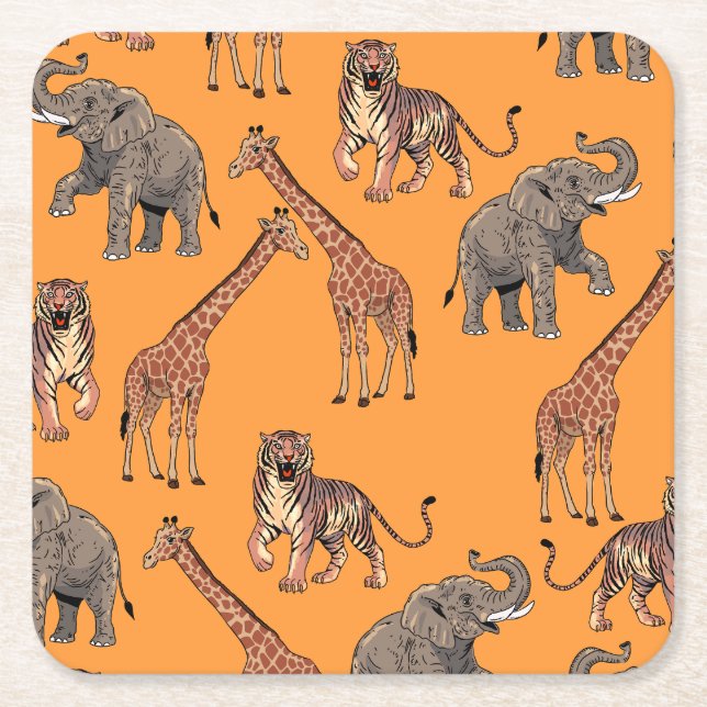 Porta-copo De Papel Quadrado African Animal Pattern (Frente)