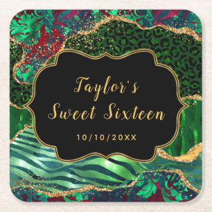 Porta-copo De Papel Quadrado Agate Safari Verde 16