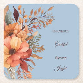 Porta-copo De Papel Quadrado Agradecido Agradável Abençoado Floral Ação de Graç