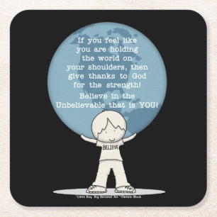 Porta-copo De Papel Quadrado Agradecido pela Força