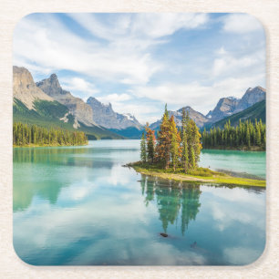 Porta-copo De Papel Quadrado Água Lago Maligne, Parque Nacional de Jasper, Ca