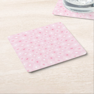 Porta-copo De Papel Quadrado Aguarde Romântico de Corações Rosa Quadrado de Pap