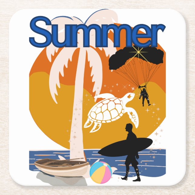 Porta-copo De Papel Quadrado Aguardente de Verão (Frente)