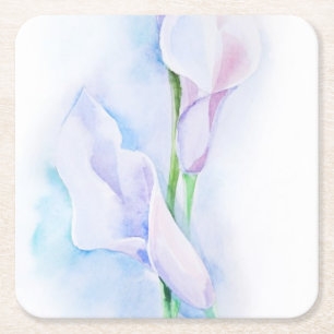 Porta-copo De Papel Quadrado aguarela com 3 callas