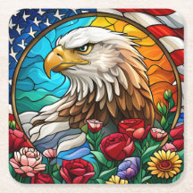 Águia Balda Americana Patriótica "Vidro Espancado"
