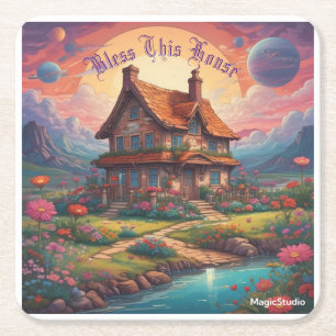 Porta-copo De Papel Quadrado AI Bless This House Porta copos