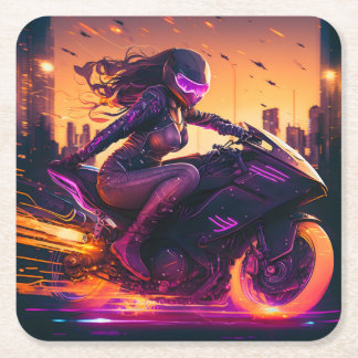 Porta-copo De Papel Quadrado AI generated motorcycle art #3