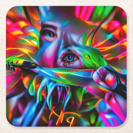 Porta-copo De Papel Quadrado Aichmofobia: Arte Surreal Viva