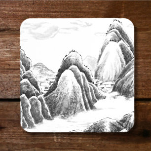 Porta-copo De Papel Quadrado Aldeia das Montanhas - Tinta