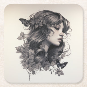 Porta-copo De Papel Quadrado Alegra-se a feliz após o favorito do casamento fot