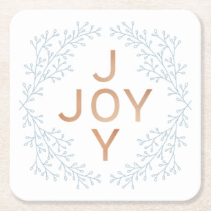 Porta-copo De Papel Quadrado Alegria  Natal Branco Moderno E Elegante