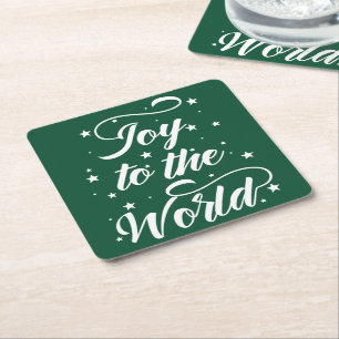 Porta-copo De Papel Quadrado alegria para o mundo Natal