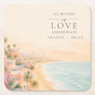Porta-copo De Papel Quadrado Alem das Coasters de Casamento no Destino de Miami