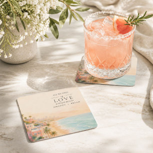 Porta-copo De Papel Quadrado Alem das Coasters de Casamento no Destino de Miami