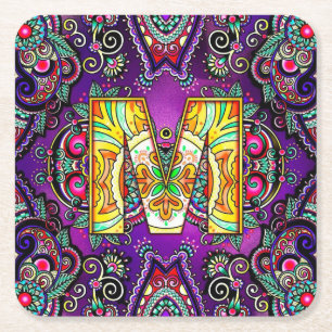 Porta-copo De Papel Quadrado Alfabeto M