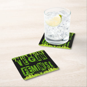 Porta-copo De Papel Quadrado Alface feminista de SlipperyJoe's Vegan