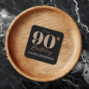 Porta-copo De Papel Quadrado Algarismo Brilhante Preto e Dourado Aniversário de