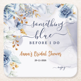 Porta-copo De Papel Quadrado Algo Azul Antes da Festa de Chá de Noiva