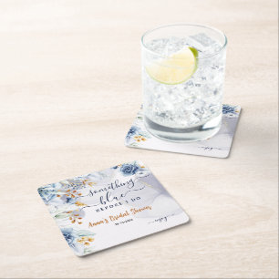 Porta-copo De Papel Quadrado Algo Azul Antes da Festa de Chá de Noiva "Antes de