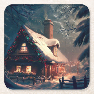 Porta-copo De Papel Quadrado Algodão Natal 2